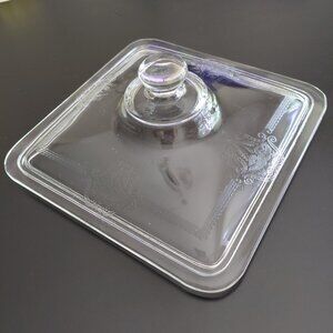 Fire King Philbe Clear 7" Square Casserole Lid only.  Embossed design.
